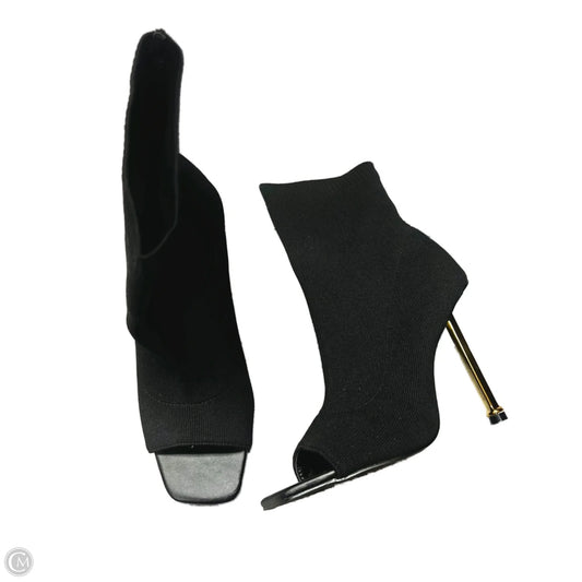 Sandals Heels Stiletto By Chase and Chloe In Black & Gold, Size: 8.5