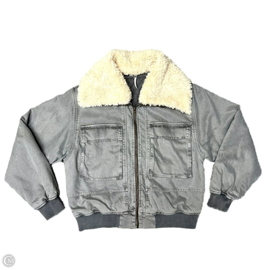 Jacket Puffer & Quilted By Young Fabulous & Broke In Cream & Grey, Size: M