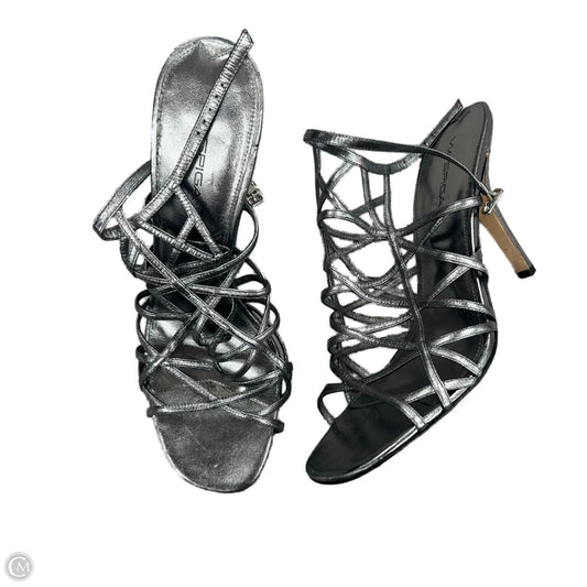Sandals Heels Stiletto By Via Spiga In Silver, Size: 10.5
