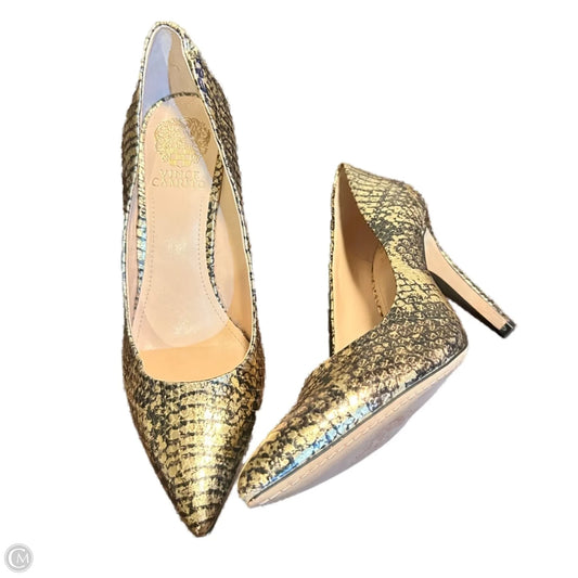Shoes Heels Stiletto By Vince Camuto In Black & Gold, Size: 9.5