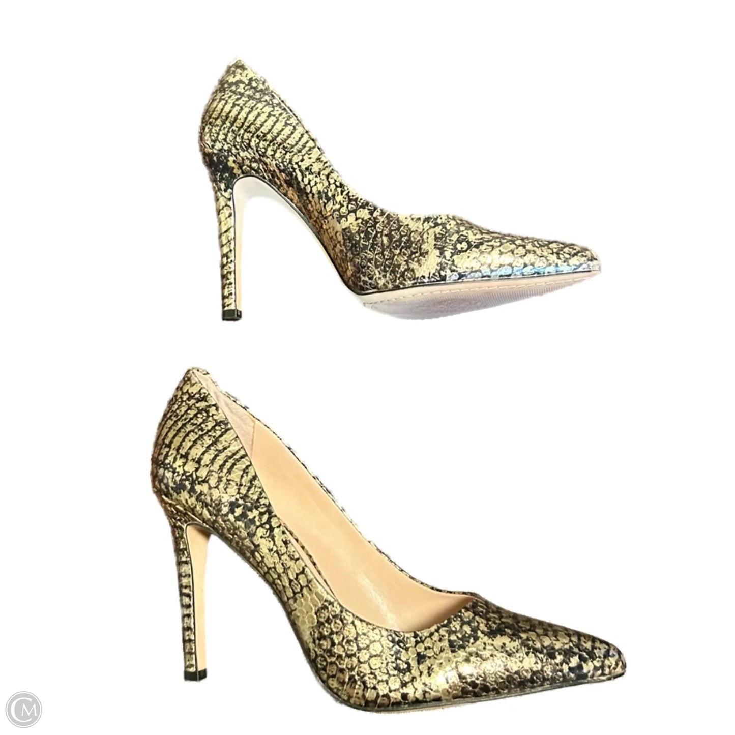 Shoes Heels Stiletto By Vince Camuto In Black & Gold, Size: 9.5