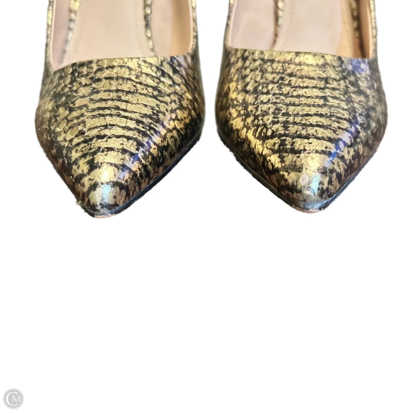 Shoes Heels Stiletto By Vince Camuto In Black & Gold, Size: 9.5