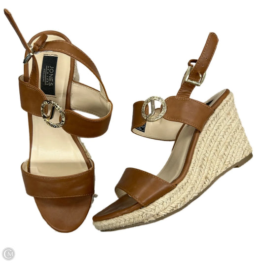 Sandals Heels Wedge By Jones New York In Brown & Cream, Size: 7