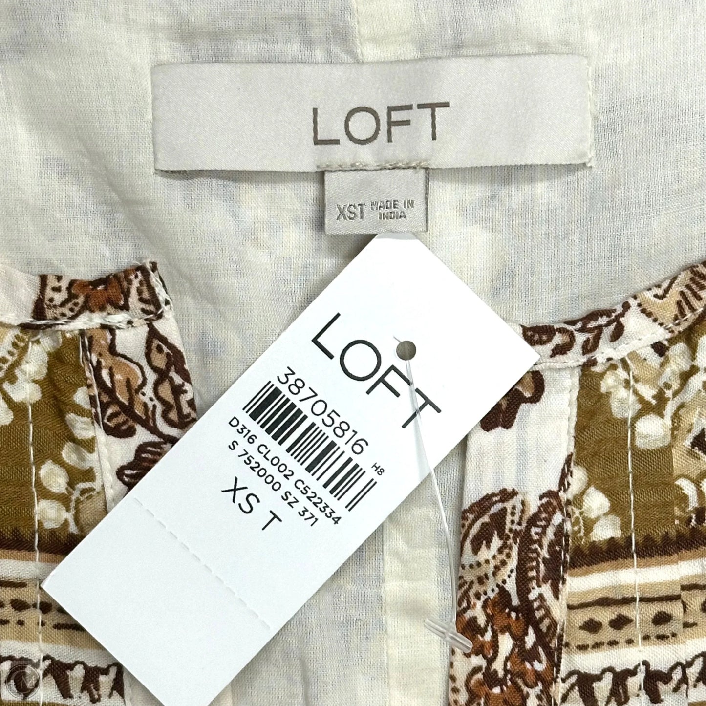 Dress Casual Midi By Loft In Tan & White, Size: XSt