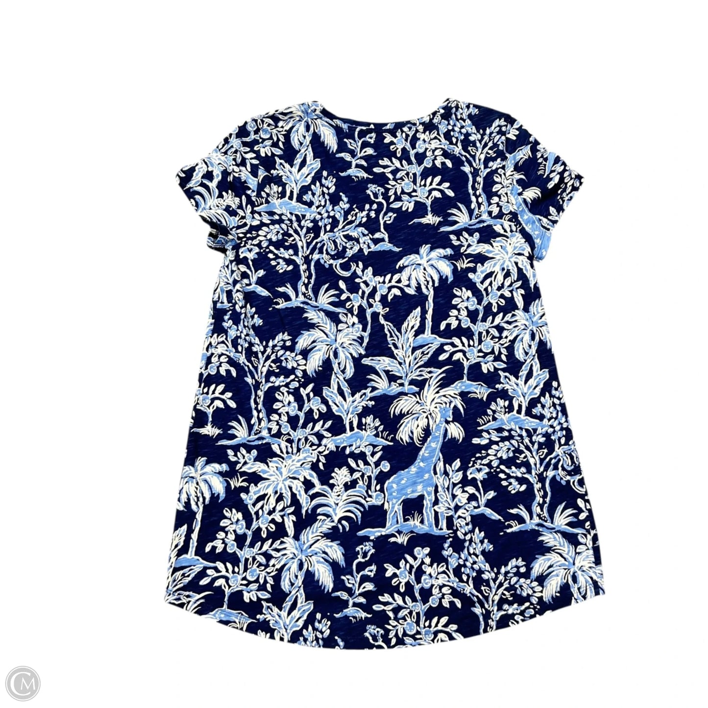 Top Short Sleeve Designer By Lilly Pulitzer In Blue & White, Size: S