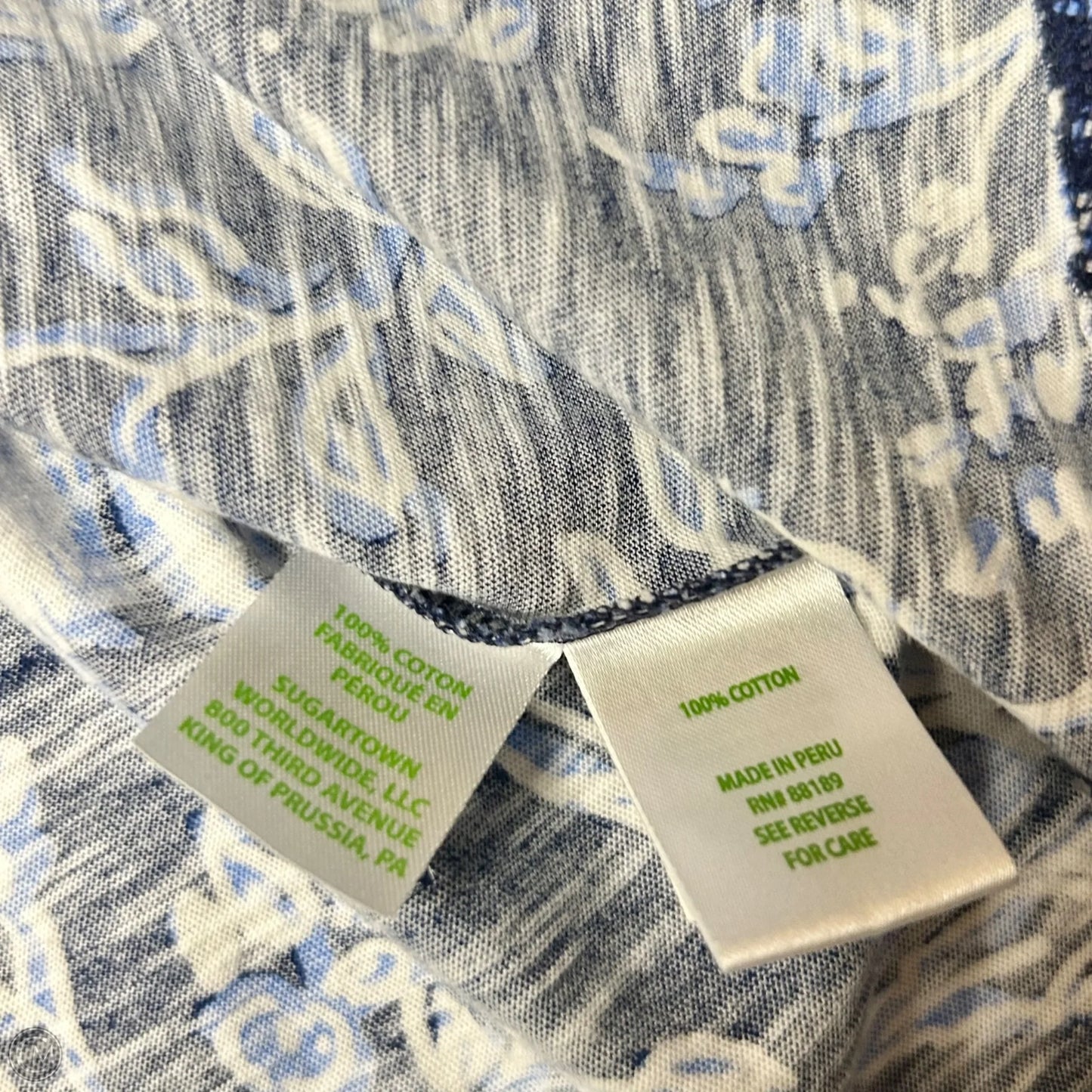 Top Short Sleeve Designer By Lilly Pulitzer In Blue & White, Size: S