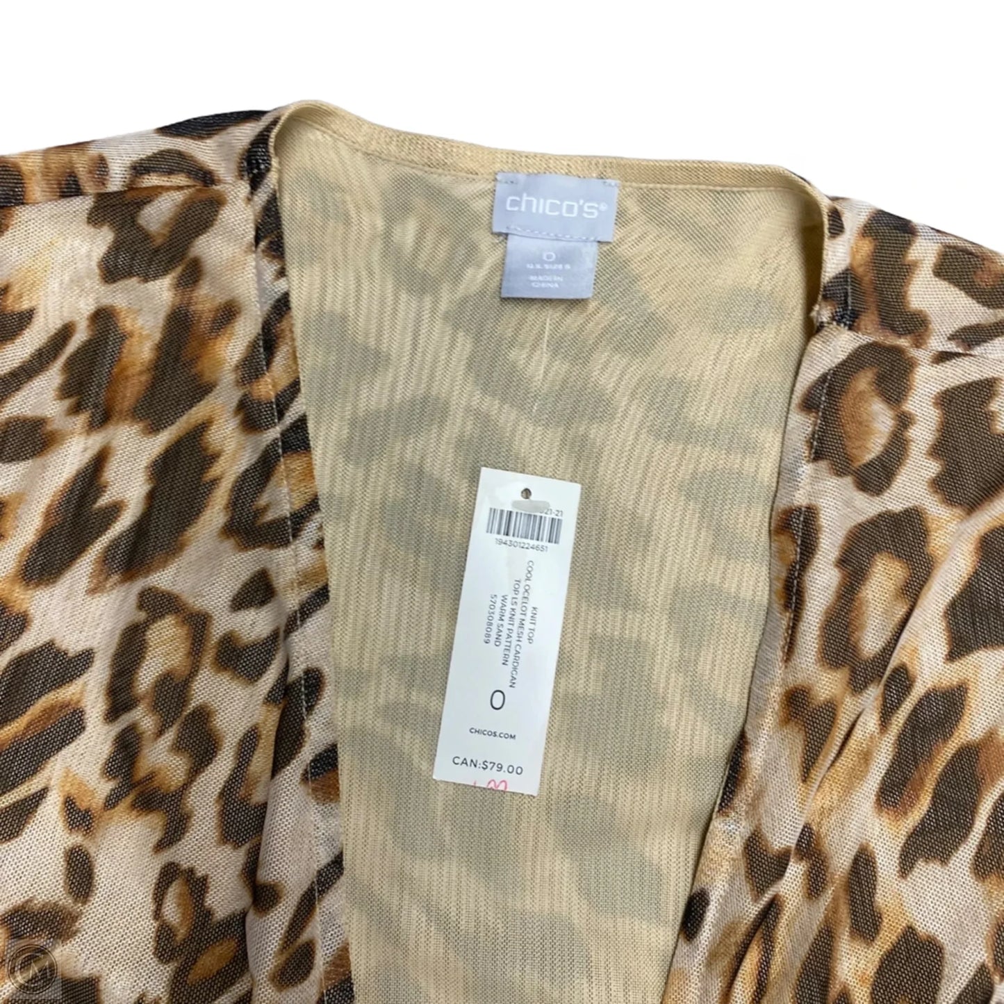 Cardigan By Chicos In Animal Print, Size: S