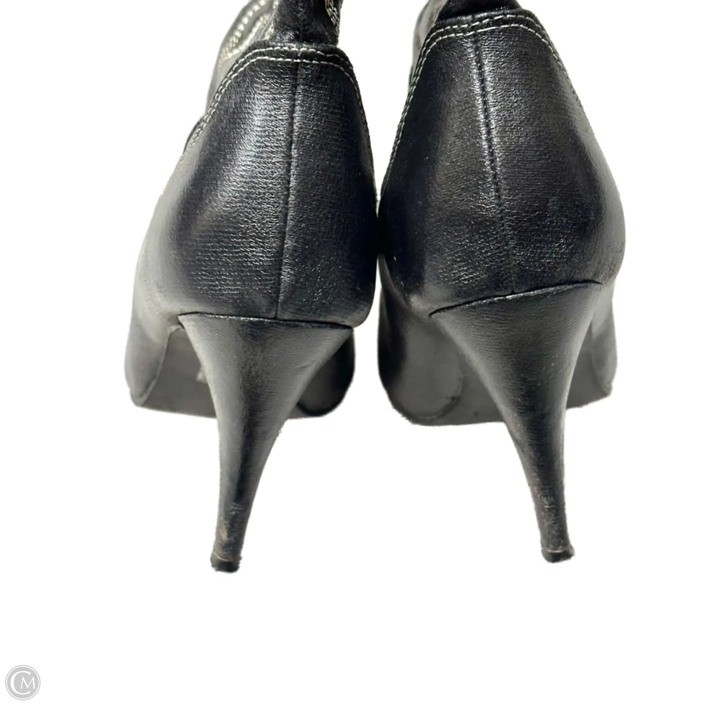 Boots Mid-calf Heels In Black & Cream, Size: 9