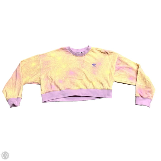 Athletic Sweatshirt Crewneck By Adidas In Pink & Yellow, Size: L