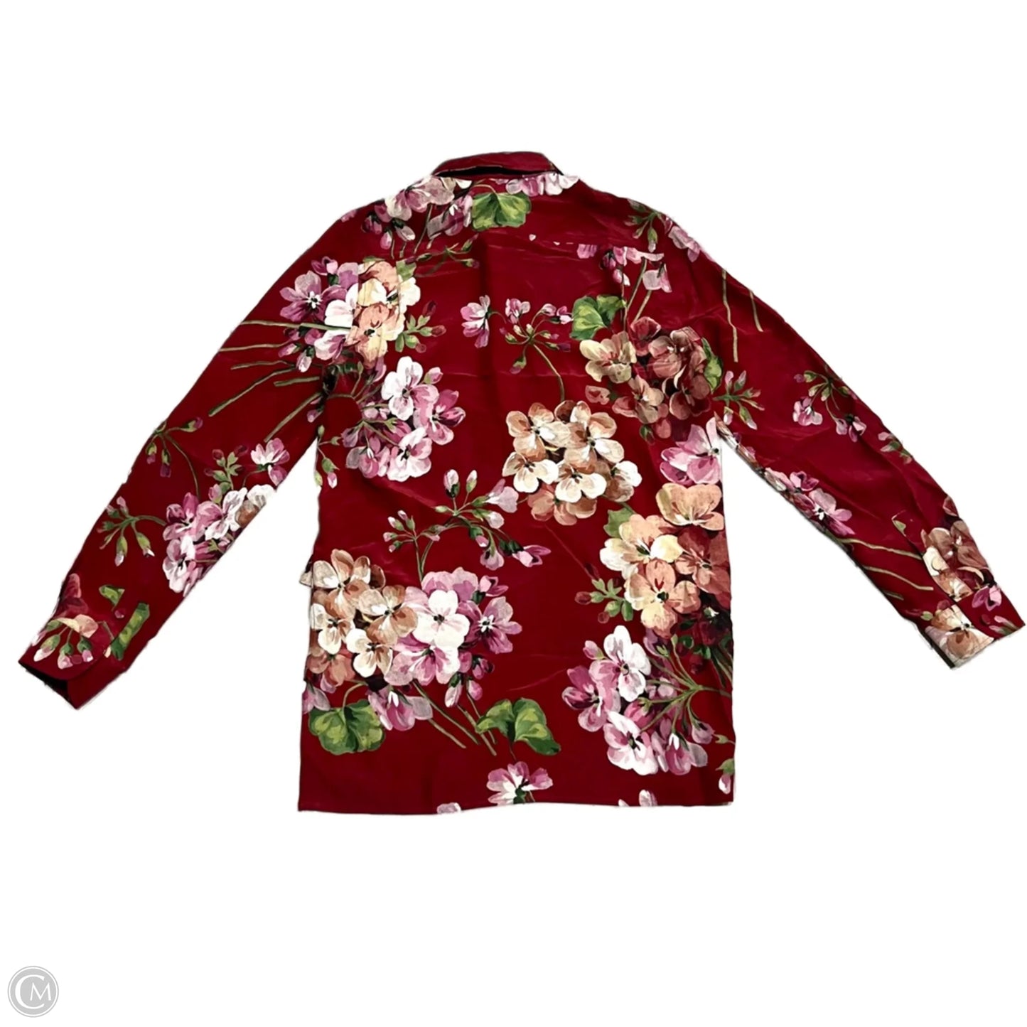 Blouse Luxury Designer By Gucci In Pink & Red, Size: M