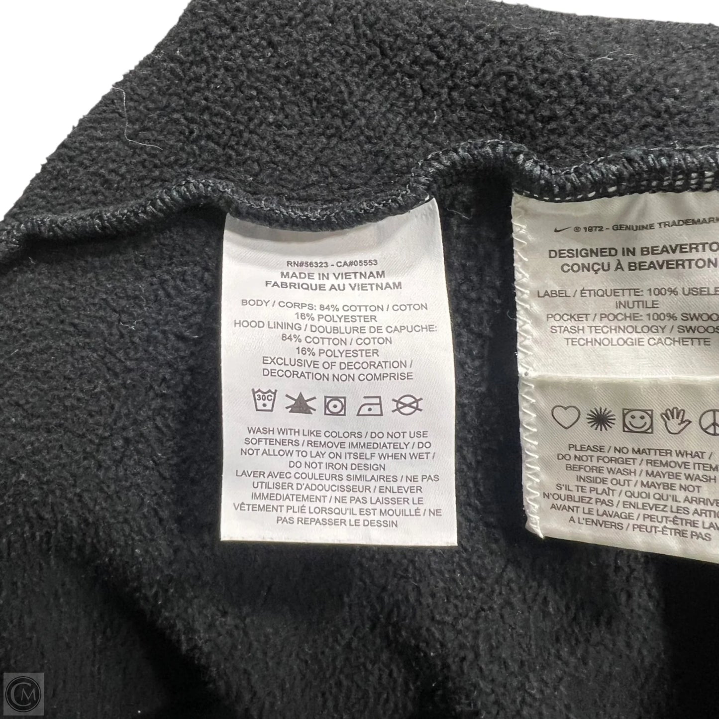 Sweatshirt Hoodie By Nike Apparel In Black & White, Size: S