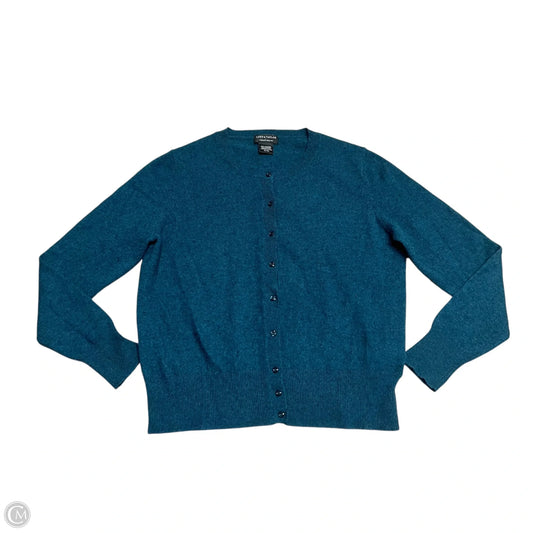 Sweater Cardigan Cashmere By Lord And Taylor In Teal, Size: Xl