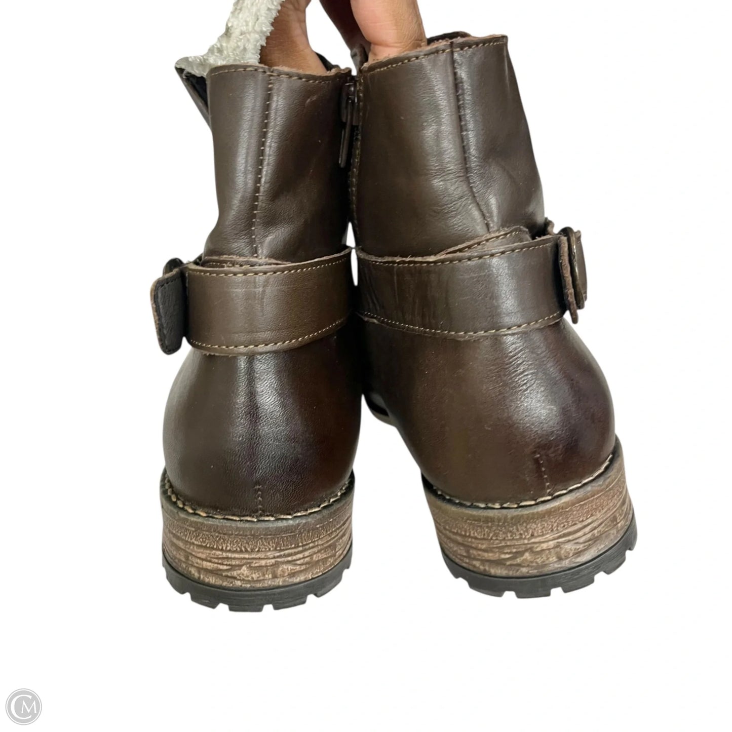 Boots Ankle Heels By Avellini In Brown, Size: 9.5