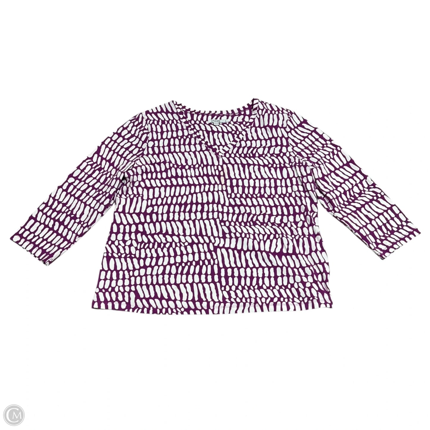 Top Long Sleeve By Chicos In Purple & White, Size: Xl