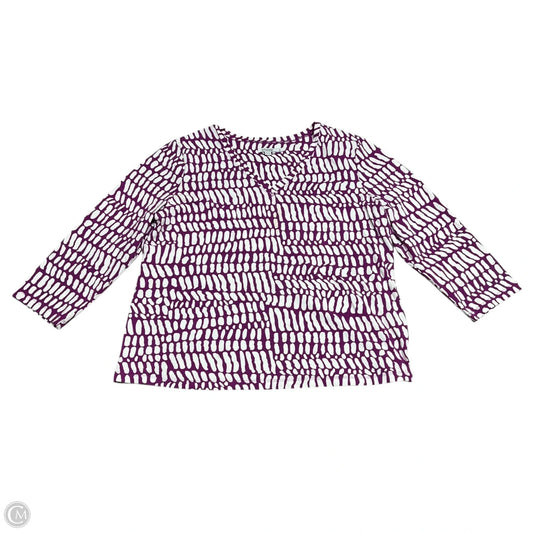 Top Long Sleeve By Chicos In Purple & White, Size: Xl