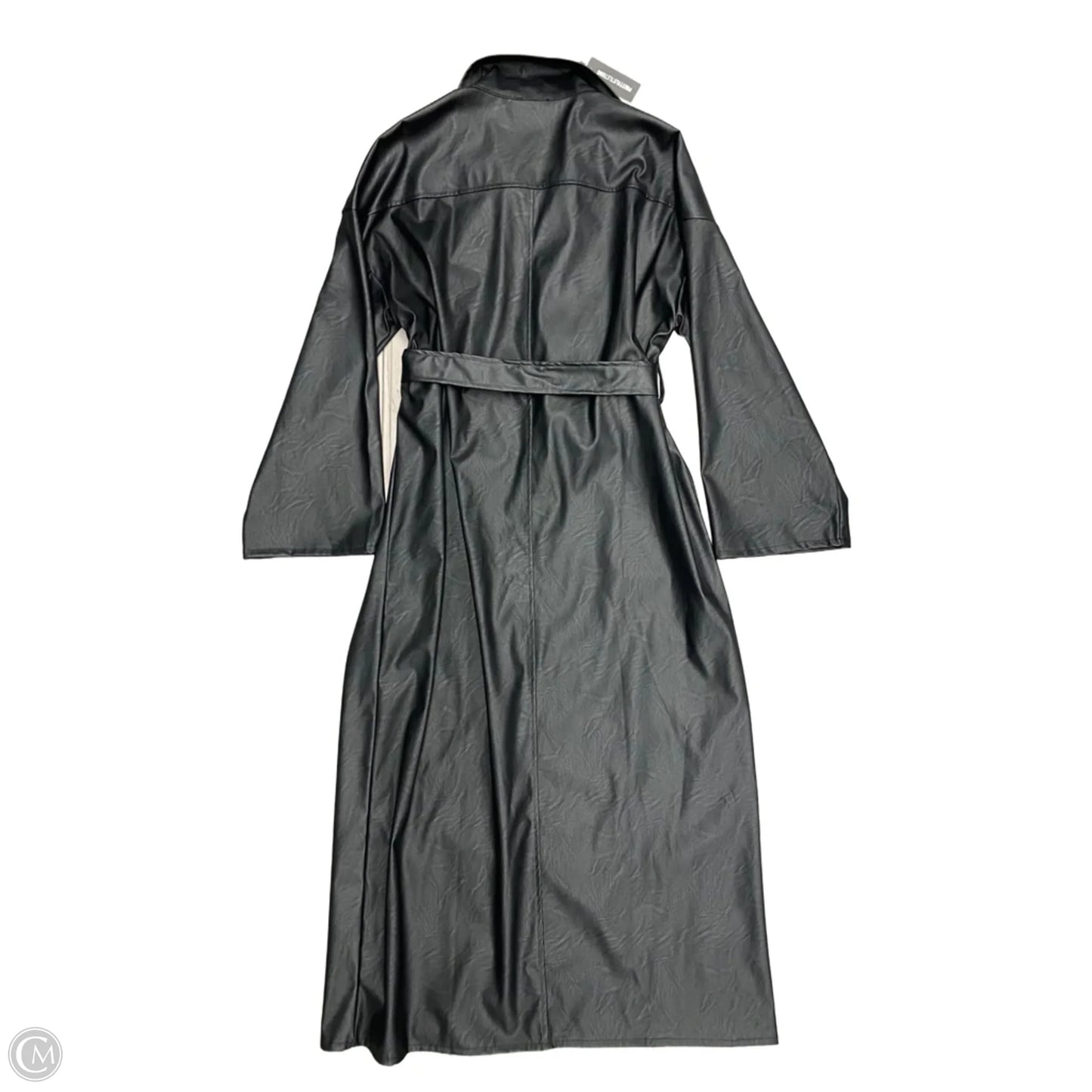 Coat Trench Coat By Pretty Little Thing In Black & Silver, Size: S