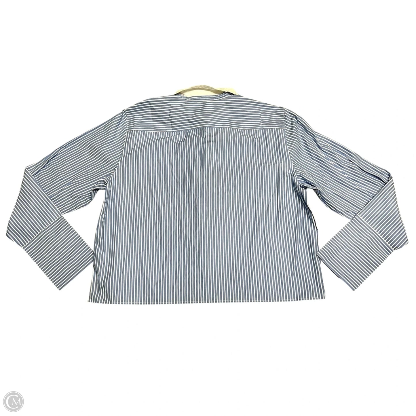 Blouse Long Sleeve By J. Crew In Blue & White, Size: 12