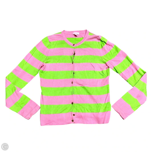 Sweater Cardigan Designer By Lilly Pulitzer In Green & Pink, Size: M