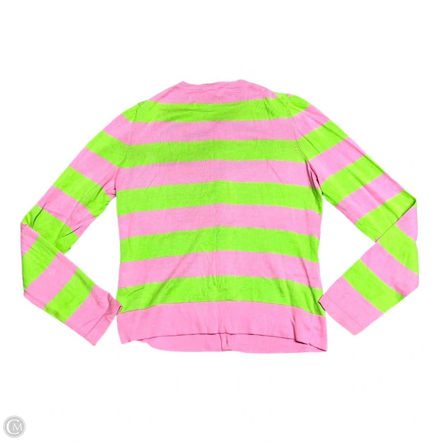 Sweater Cardigan Designer By Lilly Pulitzer In Green & Pink, Size: M