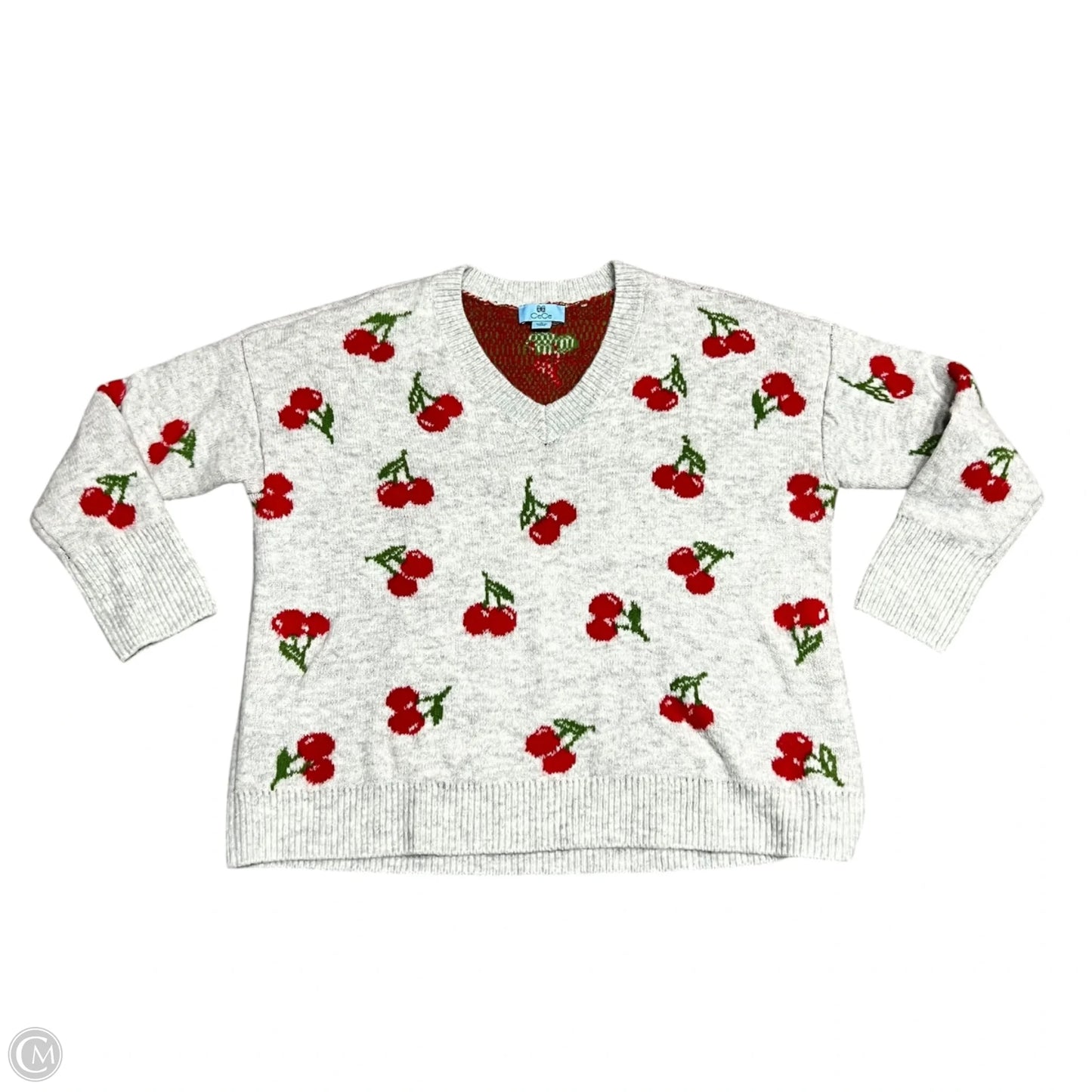 Sweater By Cece In Grey & Red, Size: S