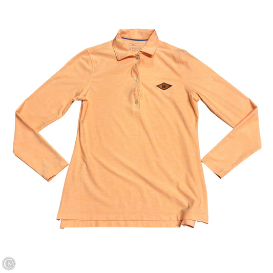 Athletic Top Long Sleeve Collar By Peter Millar In Orange, Size: Xs