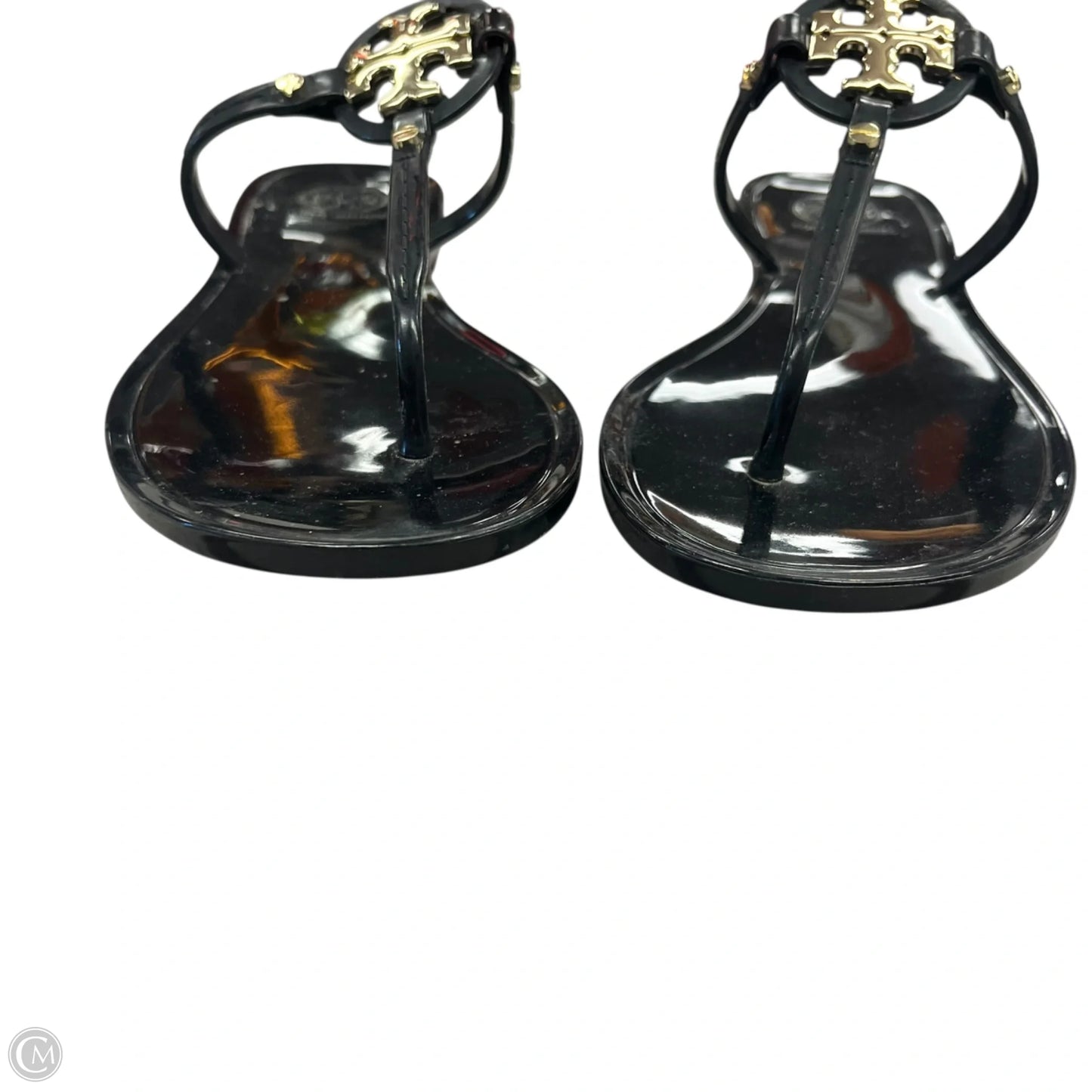 Sandals Designer By Tory Burch In Black & Gold, Size: 6