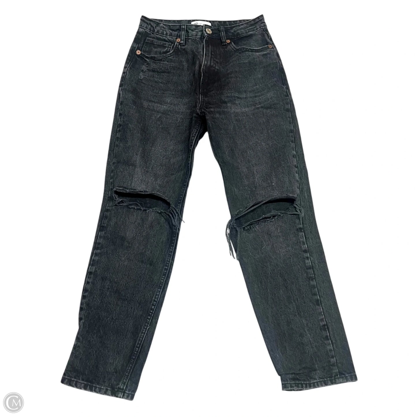 Jeans Boyfriend By Zara In Black Denim, Size: 4