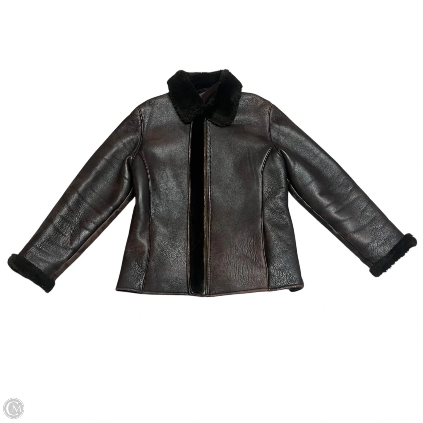 Jacket Leather By Ego In Brown, Size: M