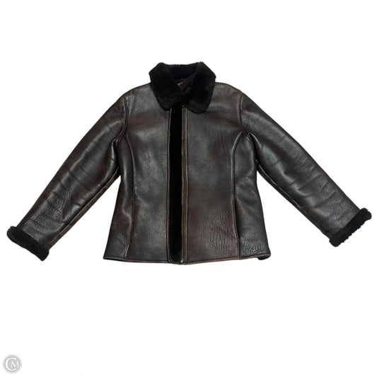 Jacket Leather By Ego In Brown, Size: M