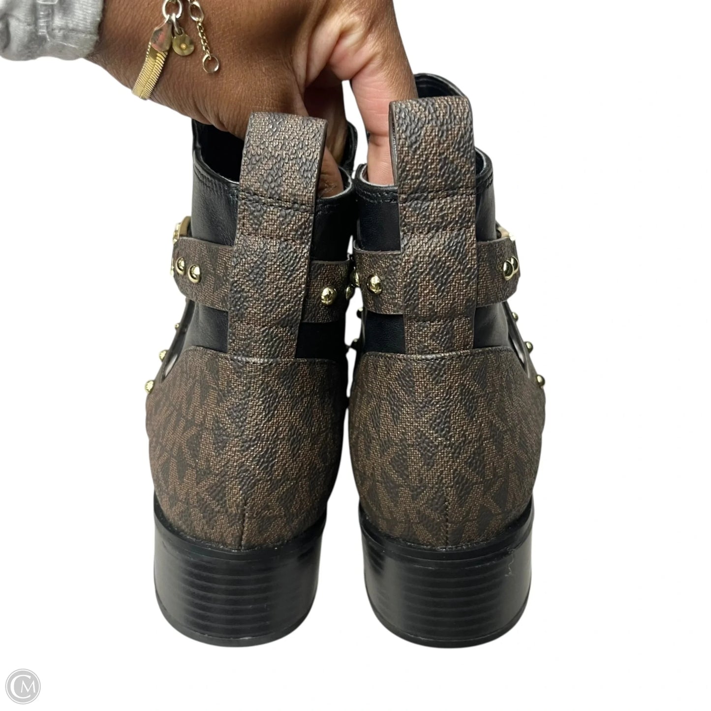 Boots Ankle Heels By Michael By Michael Kors In Black & Brown, Size: 8.5