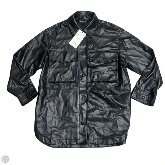 Jacket Shirt By Zara In Black, Size: Xs