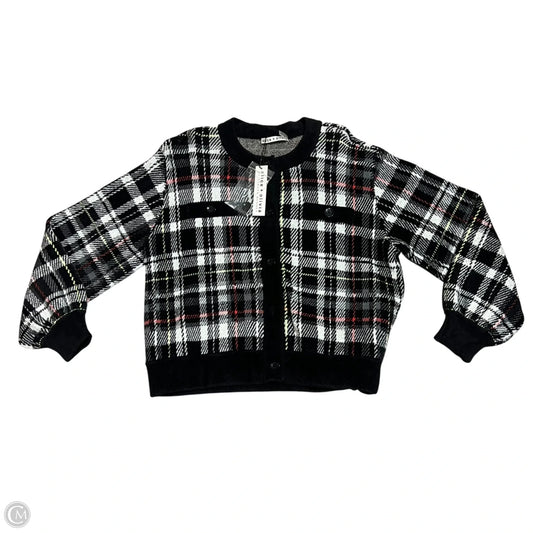Sweater Cardigan Designer By Alice + Olivia In Black & Cream, Size: S