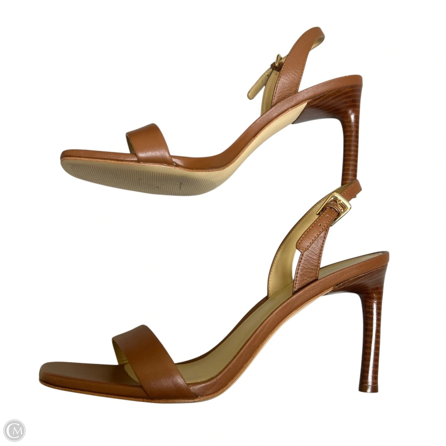 Sandals Heels Stiletto By Michael By Michael Kors In Brown & Gold, Size: 9
