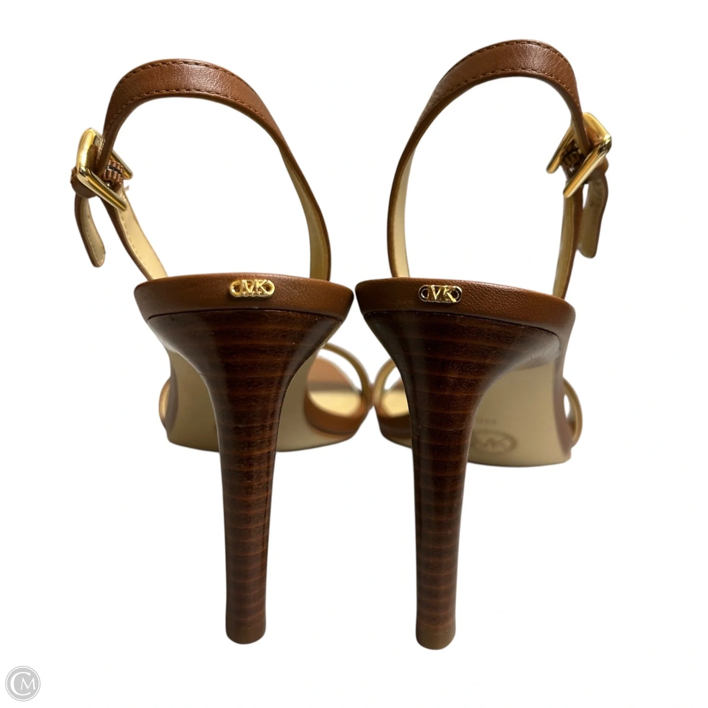 Sandals Heels Stiletto By Michael By Michael Kors In Brown & Gold, Size: 9