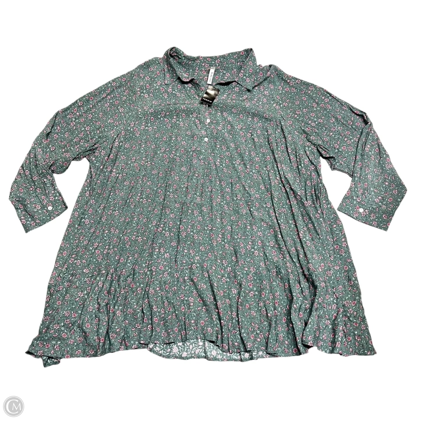 Dress Casual Midi By Torrid In Green & Pink, Size: 5x