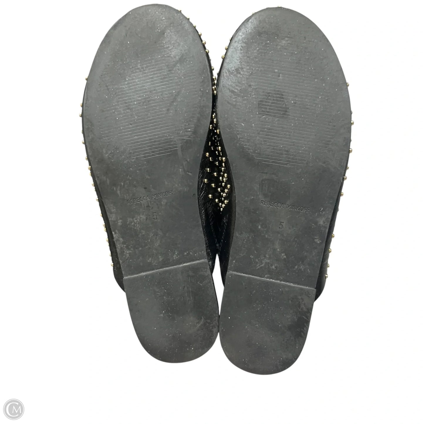 Shoes Designer By Rebecca Minkoff In Black & Gold, Size: 5
