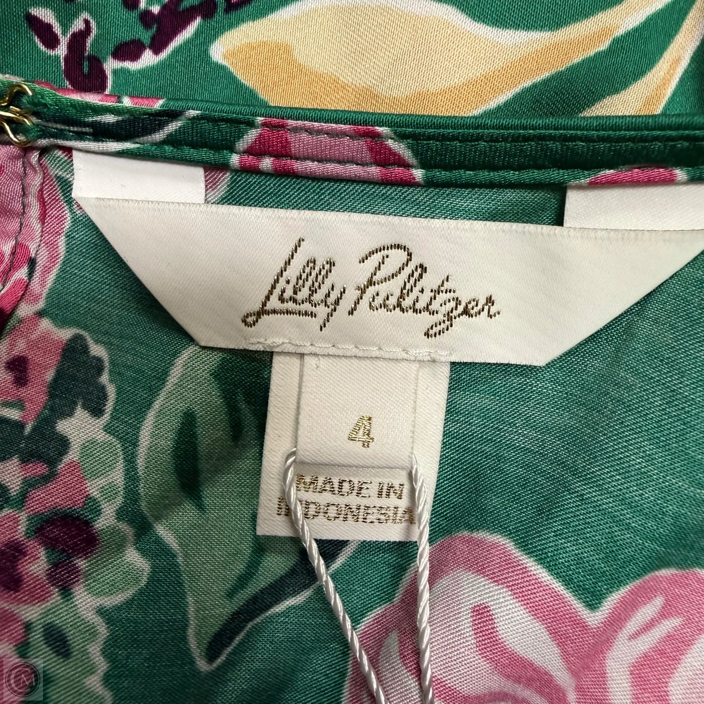 Top Long Sleeve Designer By Lilly Pulitzer In Green & Pink, Size: 4