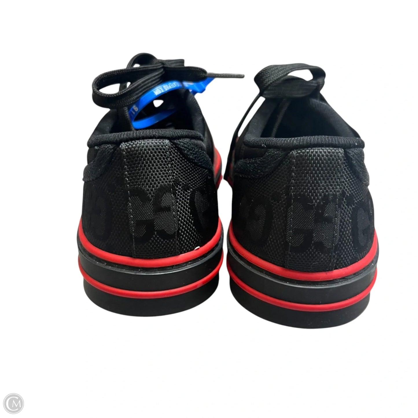 Shoes Luxury Designer By Gucci In Black & Red, Size: 6