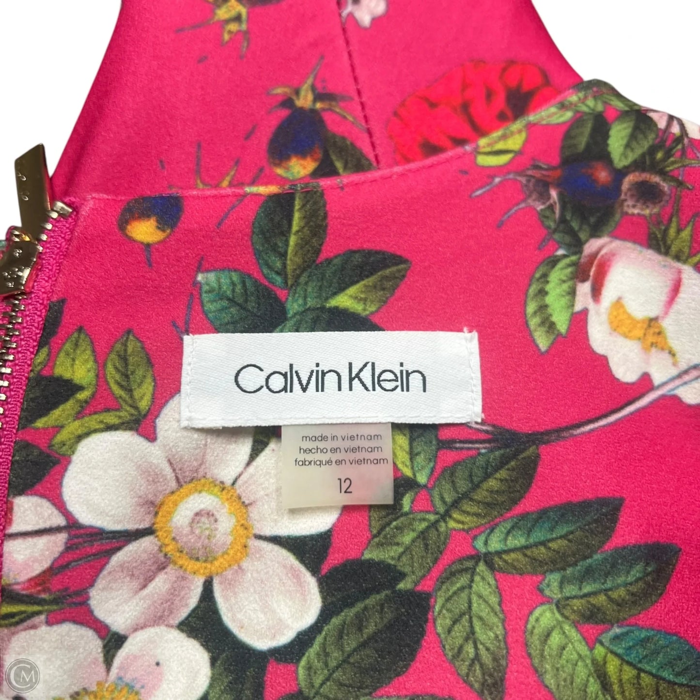 Dress Party Midi By Calvin Klein In Floral Print, Size: L