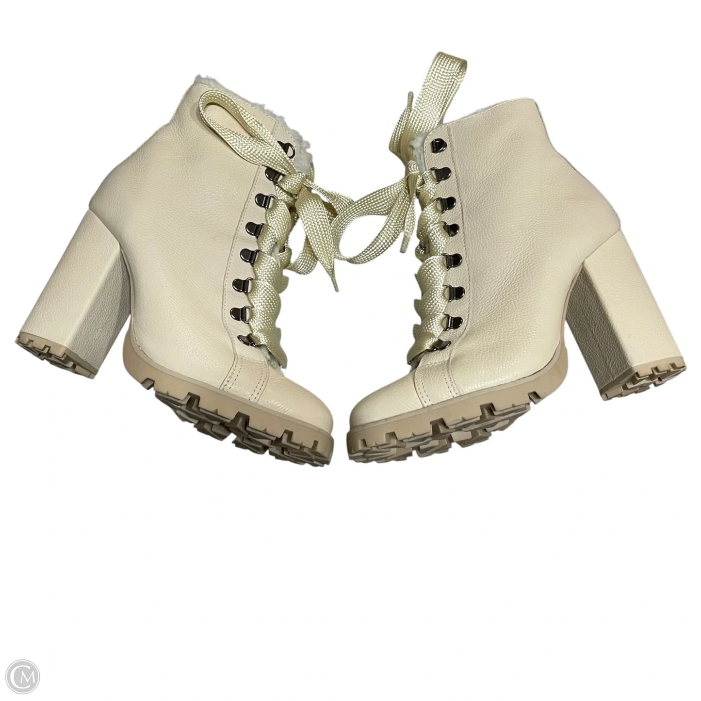 Boots Ankle Heels By Schutz In Cream, Size: 8