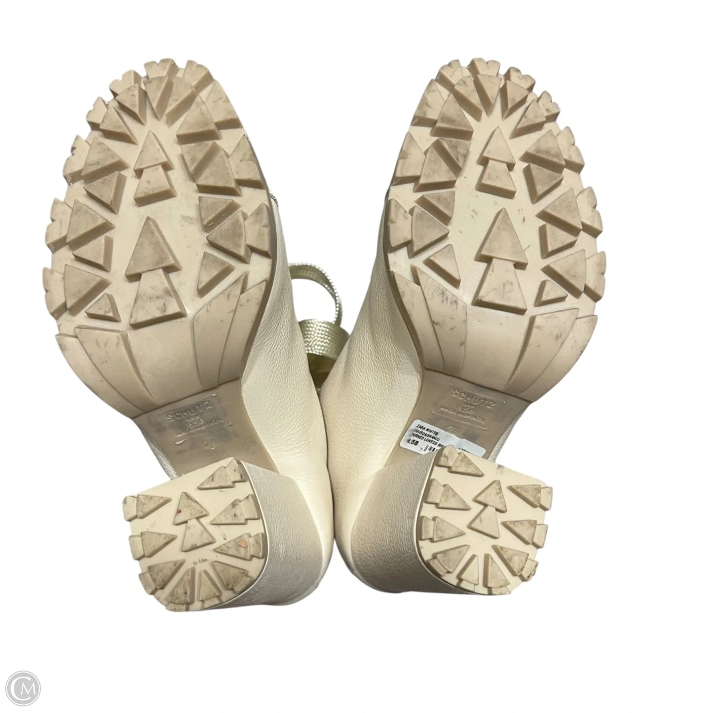 Boots Ankle Heels By Schutz In Cream, Size: 8