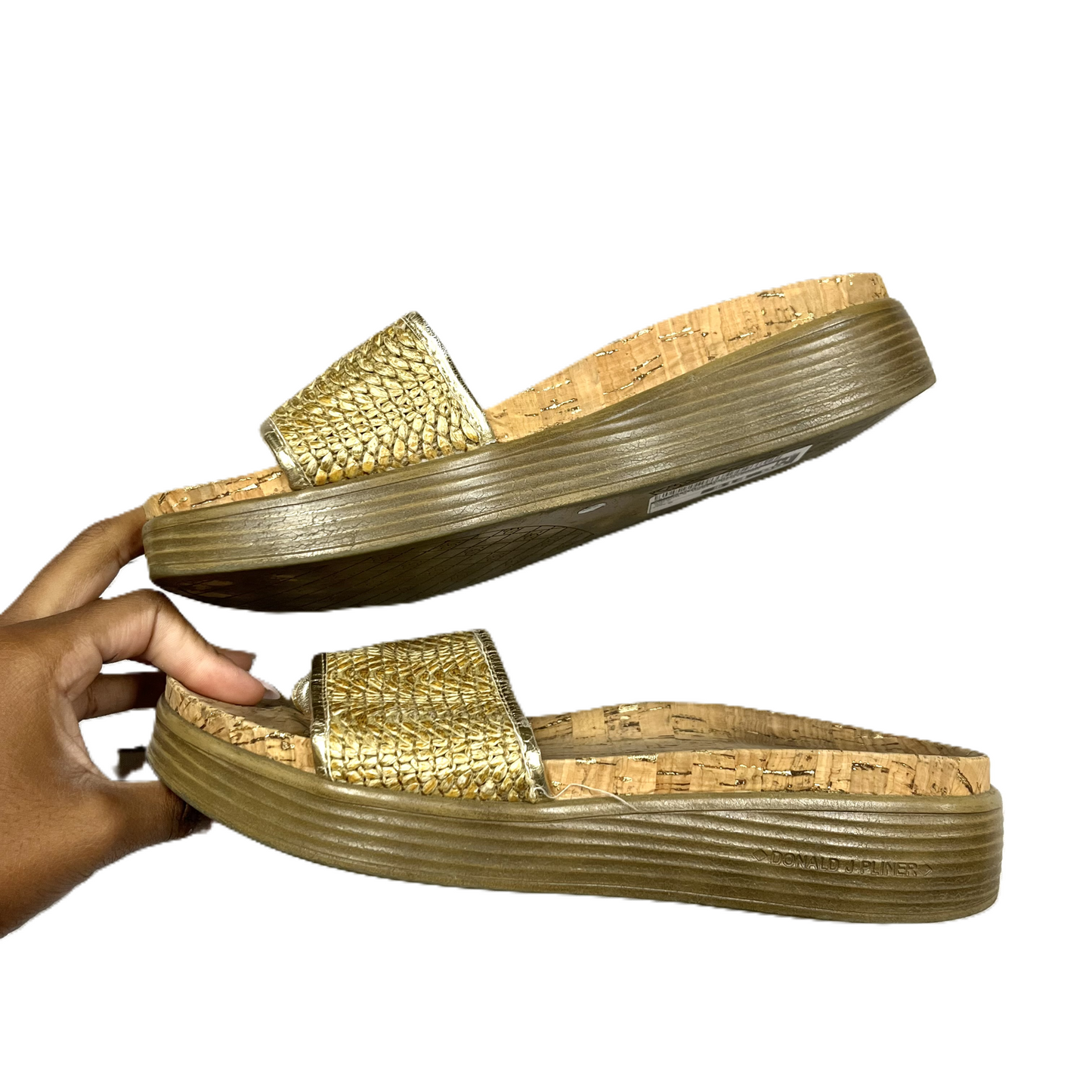 Sandals Heels Platform By Dp In Gold, Size: 9