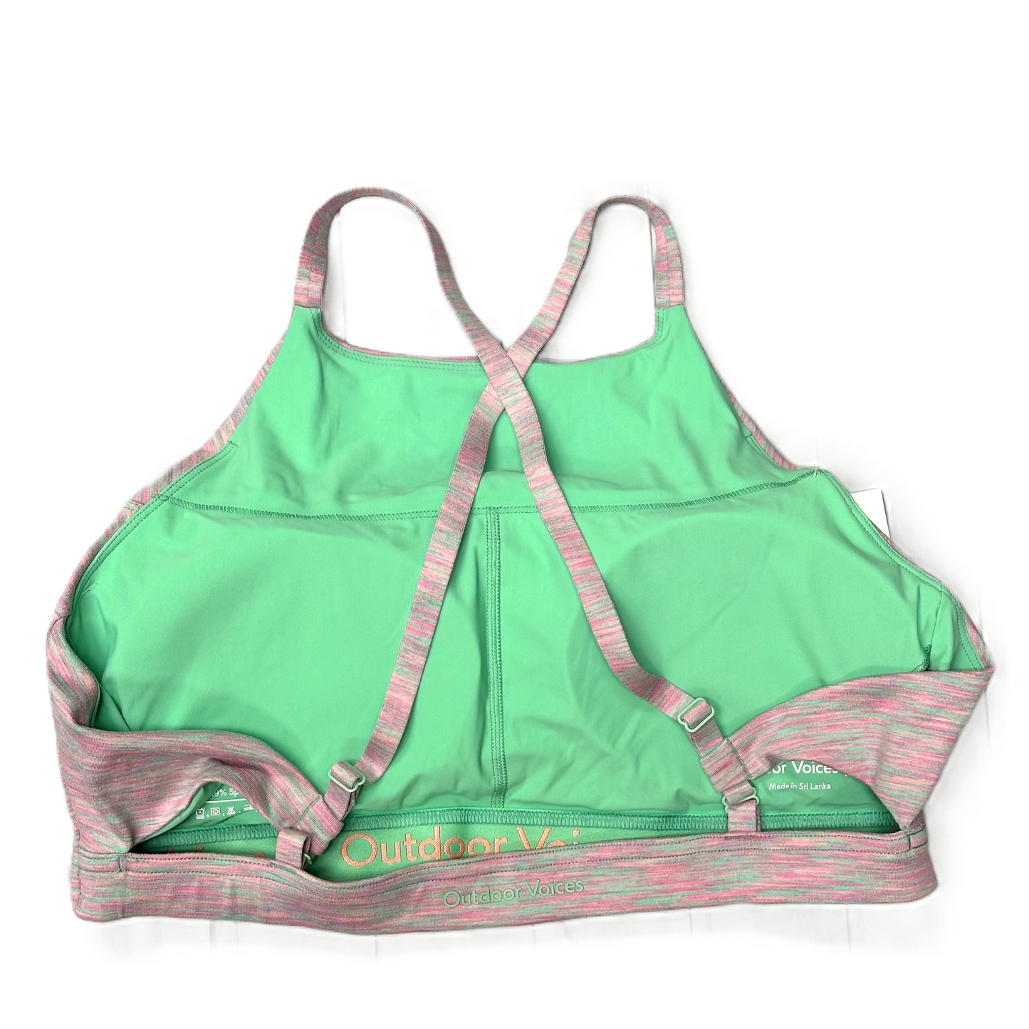 Athletic Bra By Outdoor Voices In Green & Pink, Size: Xl