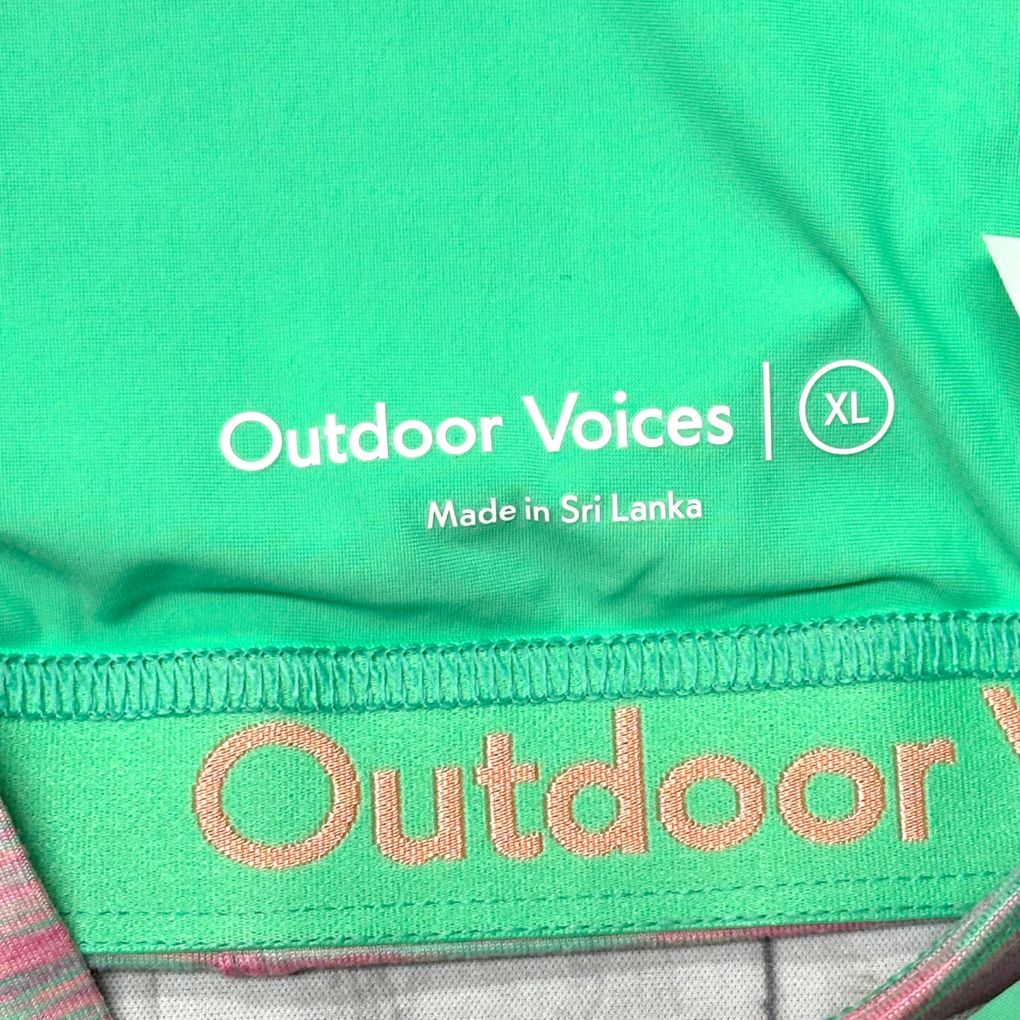 Athletic Bra By Outdoor Voices In Green & Pink, Size: Xl