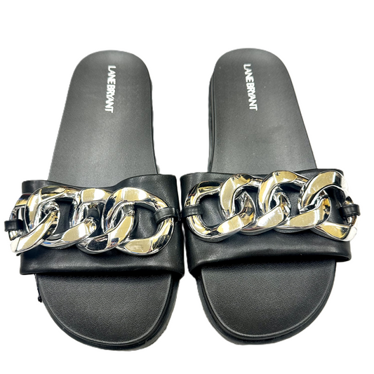 Sandals Flats By Lane Bryant In Black & Silver, Size: 8