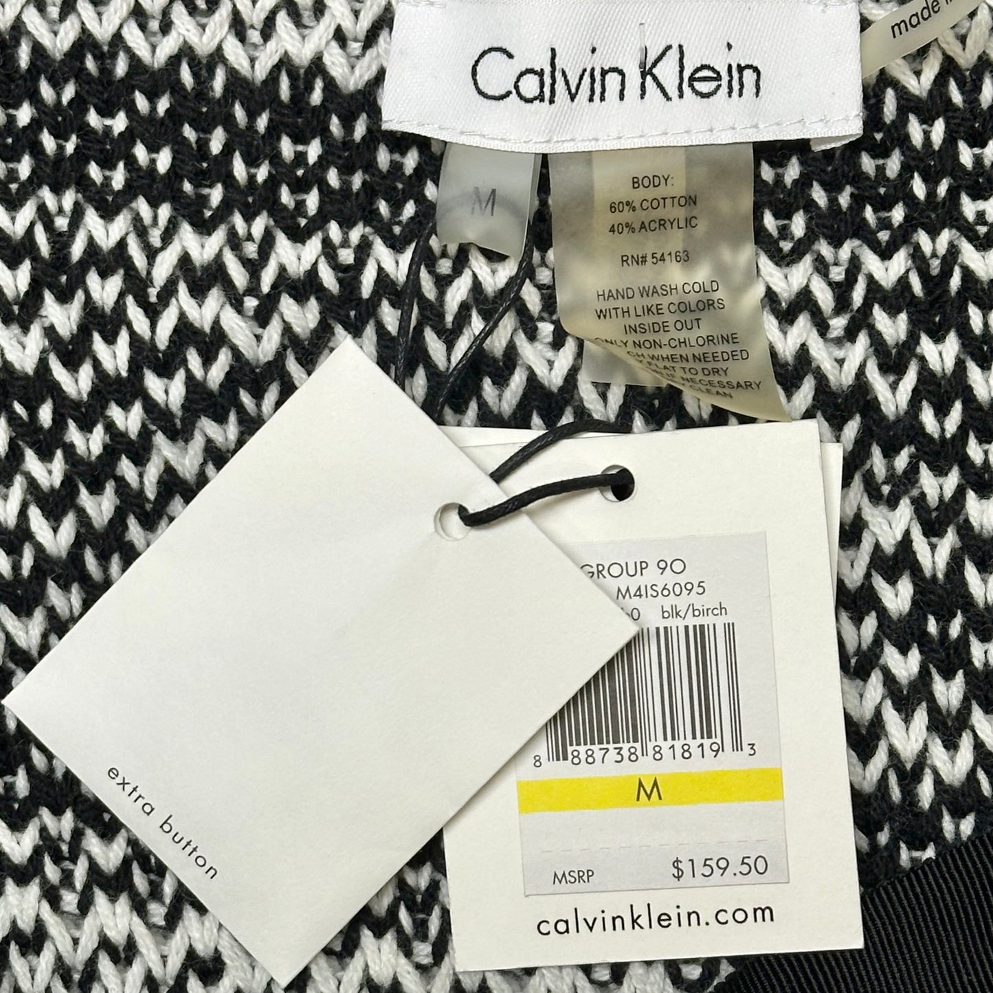 Cardigan By Calvin Klein In Black White, Size: M