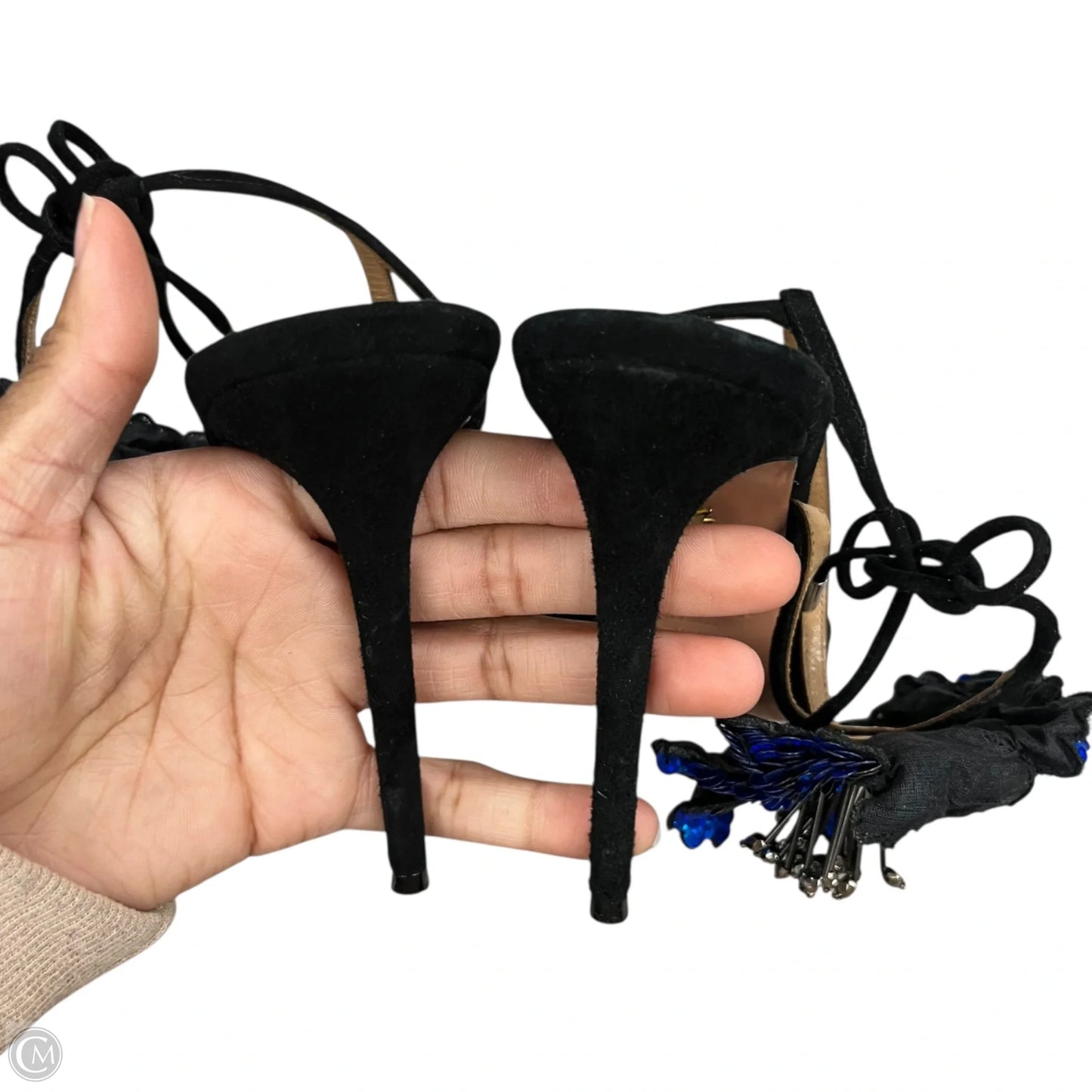 Shoes Designer By Aquazzura In Black & Blue, Size: 7.5