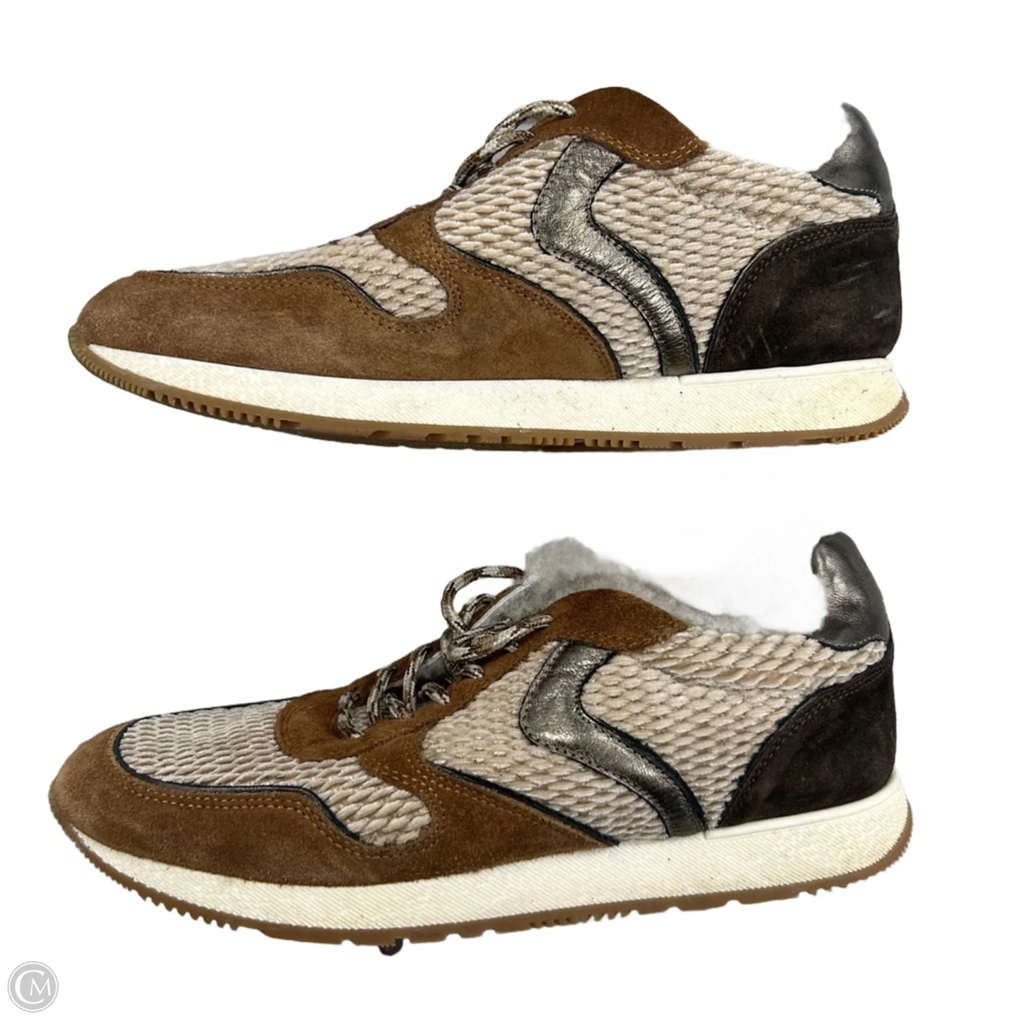 Shoes Sneakers By Voile Blanche In Brown & Cream, Size: 10.5