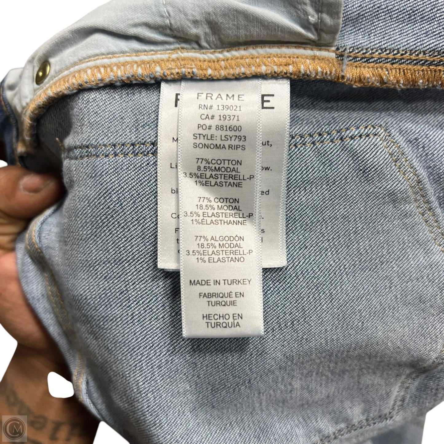 Jeans Straight By Frame In Blue Denim, Size: 6