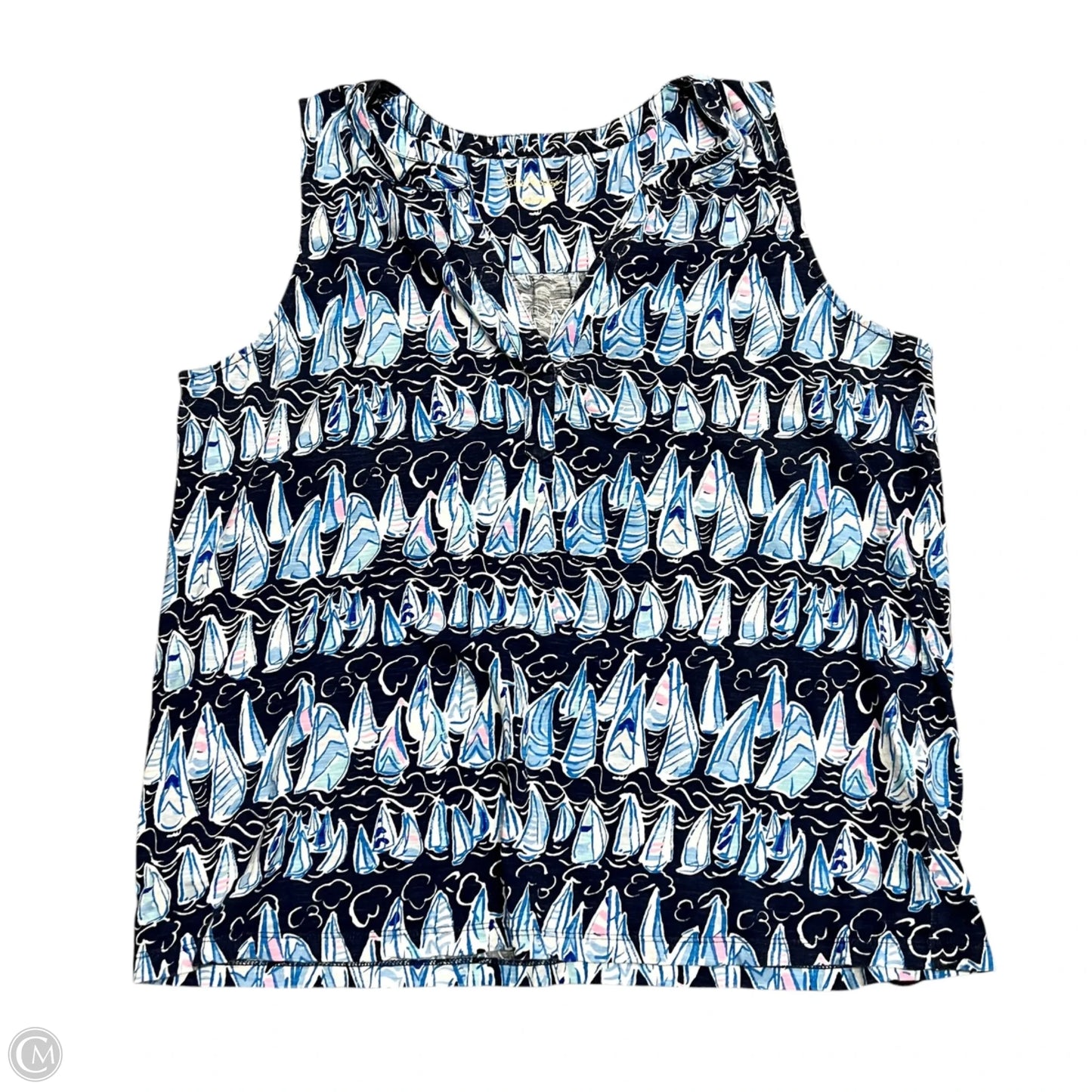 Top Sleeveless Designer By Lilly Pulitzer In Blue & Pink, Size: L